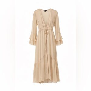 Forever 21 Sheer Chiffon Wrap Duster Bell Sleeve Blush Boho Festival